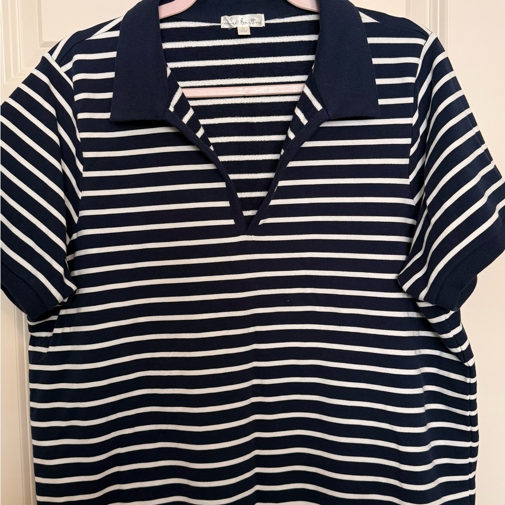Nine Britton Navy and White Striped Top